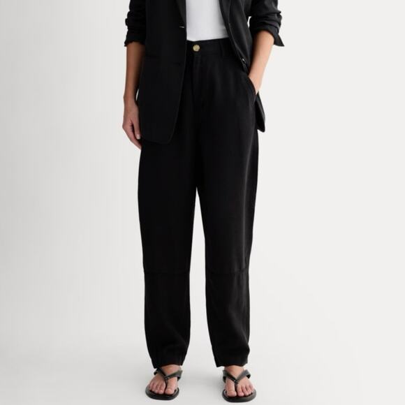 NWT Everlane The Relaxed High Rise Slouchy Chino In Buttersoft Black Size 2 - Picture 1 of 10